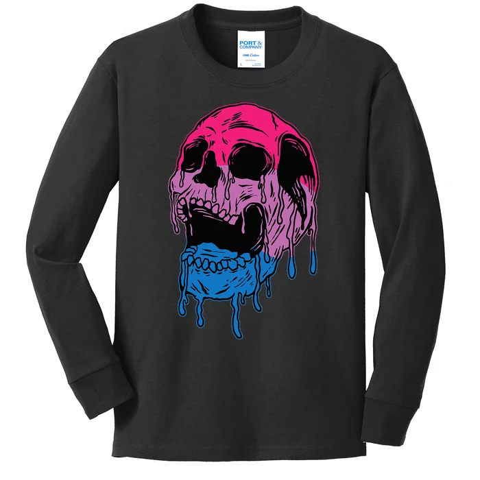 Subtle Bisexual Skull Bi Pride Flag Bisexuality Kids Long Sleeve Shirt