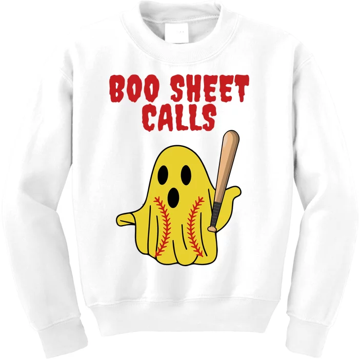 Softball Boo Sheet Calls Halloween Kids Sweatshirt