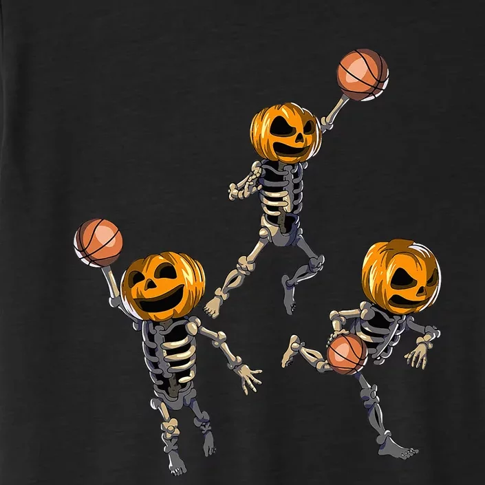 Spooky Basketball Skeleton Dunking for Halloween ChromaSoft Performance T-Shirt