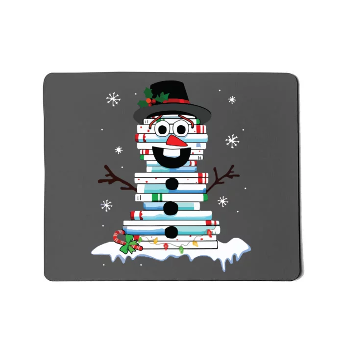 Snowman Book Stack Librarian Book Lover Christmas Mousepad