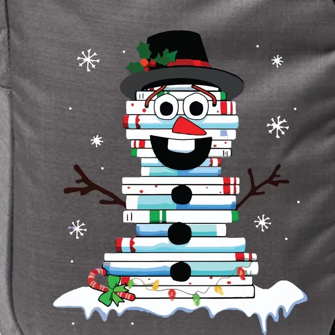 Snowman Book Stack Librarian Book Lover Christmas Impact Tech Backpack