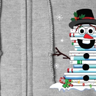 Snowman Book Stack Librarian Book Lover Christmas Full Zip Hoodie