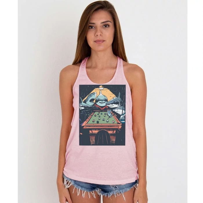 Sharks Billiard Women's Knotted Racerback Tank