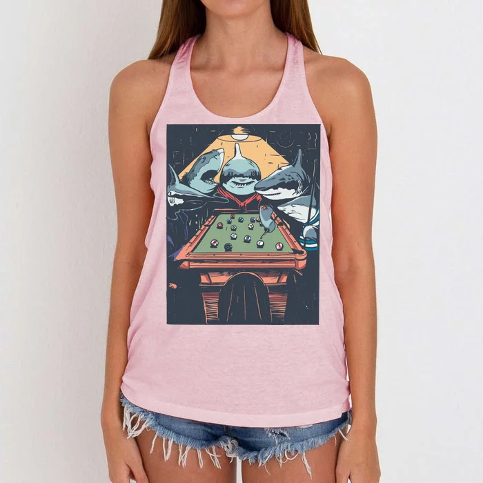 Sharks Billiard Women's Knotted Racerback Tank