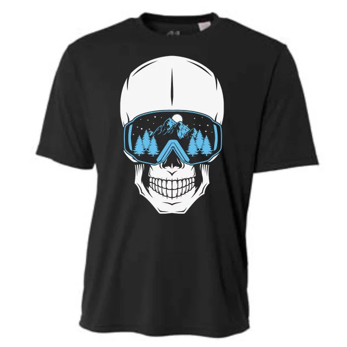 Ski Boarding Skull Cooling Performance Crew T-Shirt