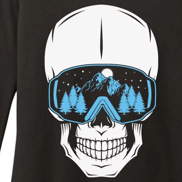 Ski Boarding Skull Womens CVC Long Sleeve Shirt