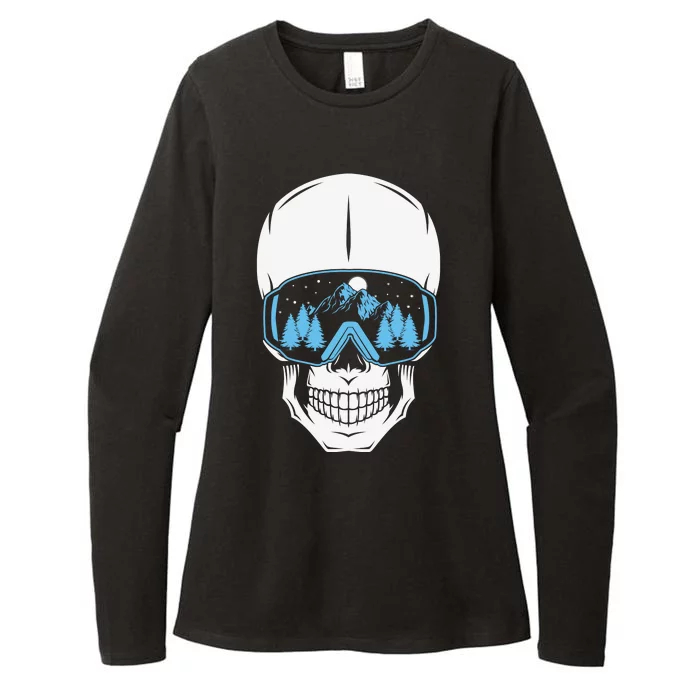 Ski Boarding Skull Womens CVC Long Sleeve Shirt