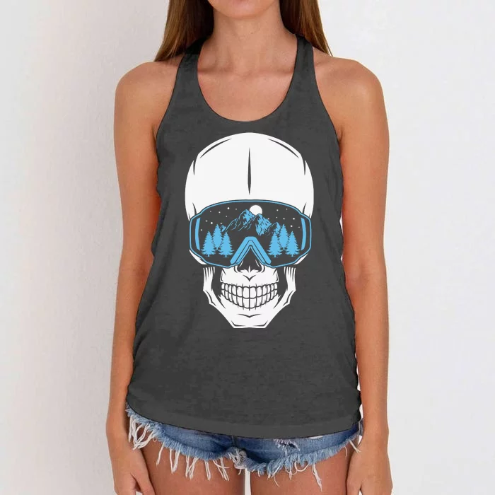 Ski Boarding Skull Women's Knotted Racerback Tank