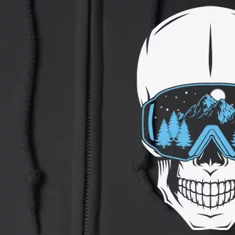 Ski Boarding Skull Full Zip Hoodie