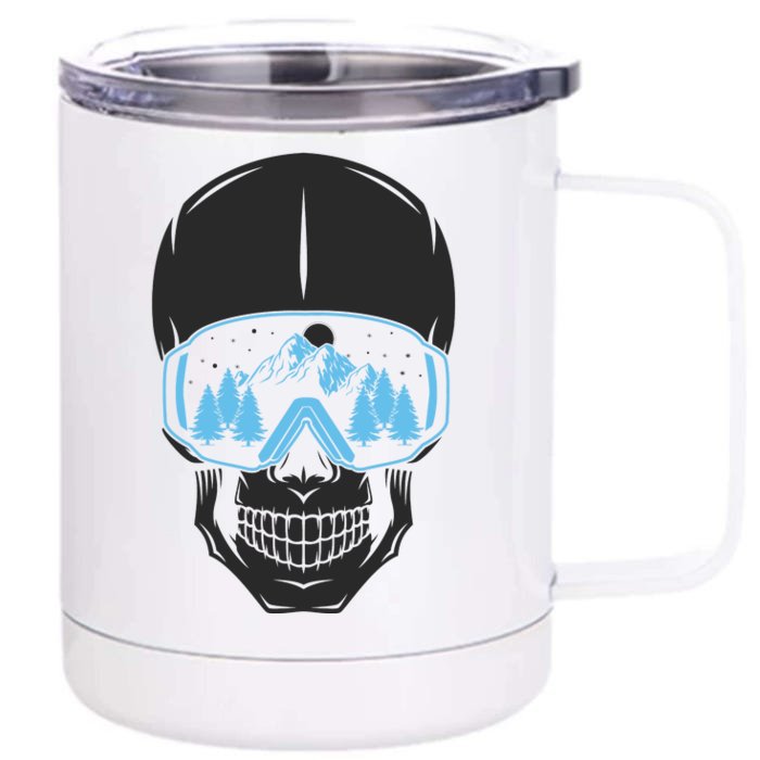 Ski Boarding Skull Front & Back 12oz Stainless Steel Tumbler Cup