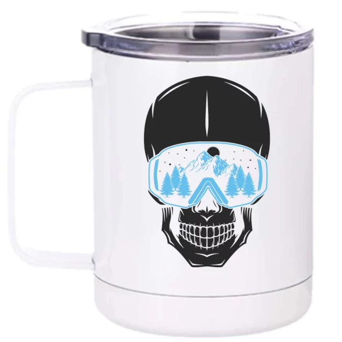 Ski Boarding Skull Front & Back 12oz Stainless Steel Tumbler Cup