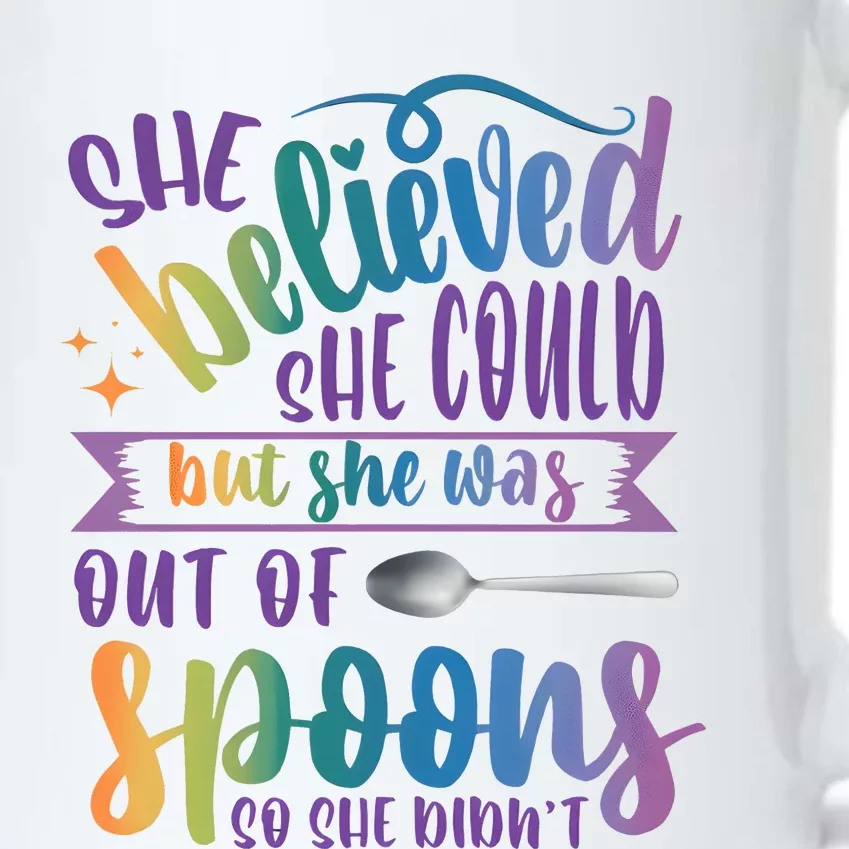 She Believed She Could But She Was Out Of Spoons Black Color Changing Mug