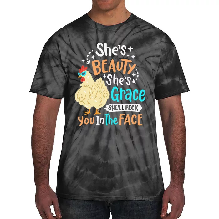 She's Beauty She's Grace - Farmer & Chicken Lover Tie-Dye T-Shirt