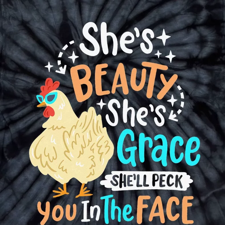 She's Beauty She's Grace - Farmer & Chicken Lover Tie-Dye T-Shirt