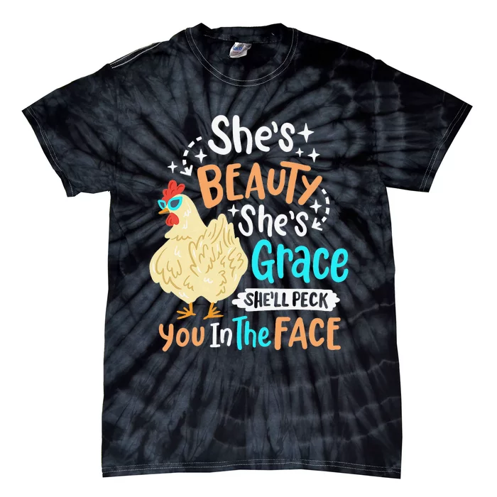 She's Beauty She's Grace - Farmer & Chicken Lover Tie-Dye T-Shirt