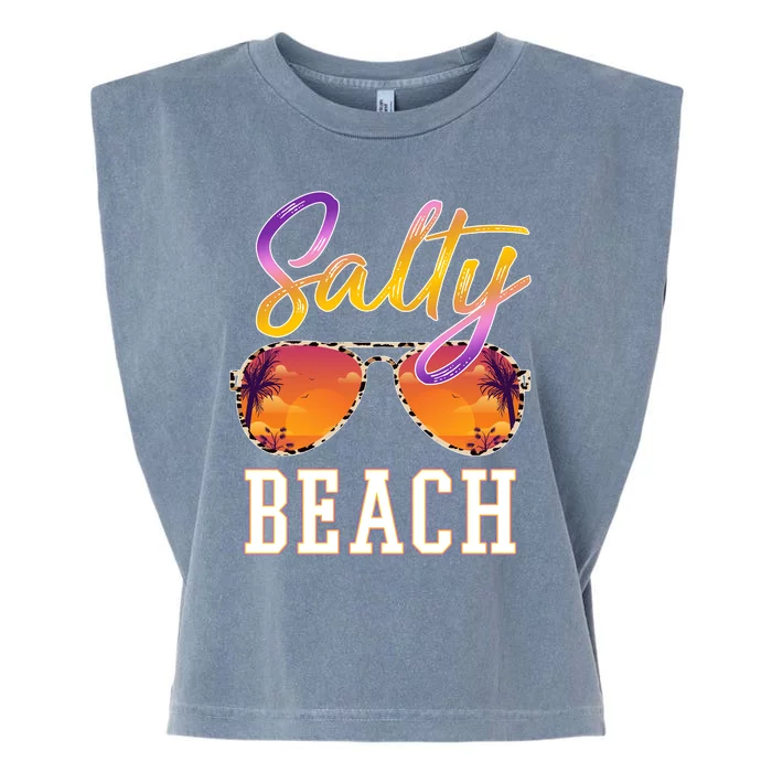 Salty Beach Sunset Vintage Glasses Garment-Dyed Women's Muscle Tee