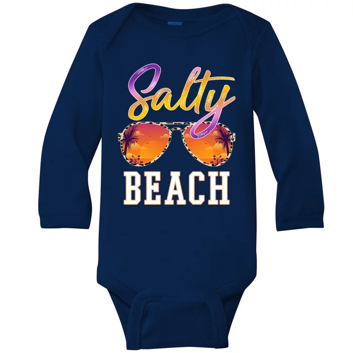 Salty Beach Sunset Vintage Glasses Baby Long Sleeve Bodysuit