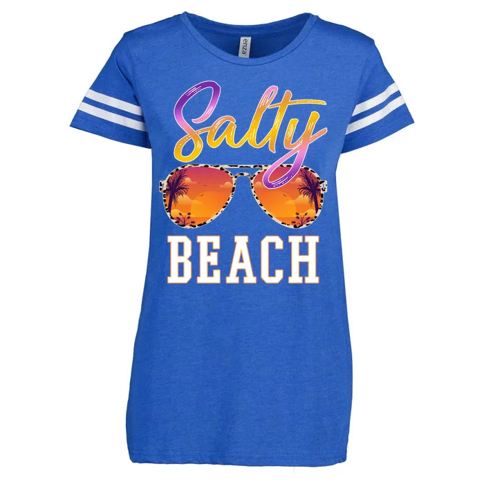 Salty Beach Sunset Vintage Glasses Enza Ladies Jersey Football T-Shirt