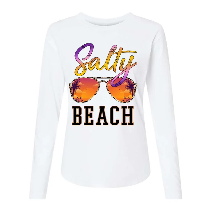 Salty Beach Sunset Vintage Glasses Womens Cotton Relaxed Long Sleeve T-Shirt