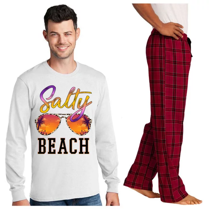 Salty Beach Sunset Vintage Glasses Long Sleeve Pajama Set