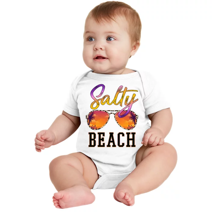 Salty Beach Sunset Vintage Glasses Baby Bodysuit