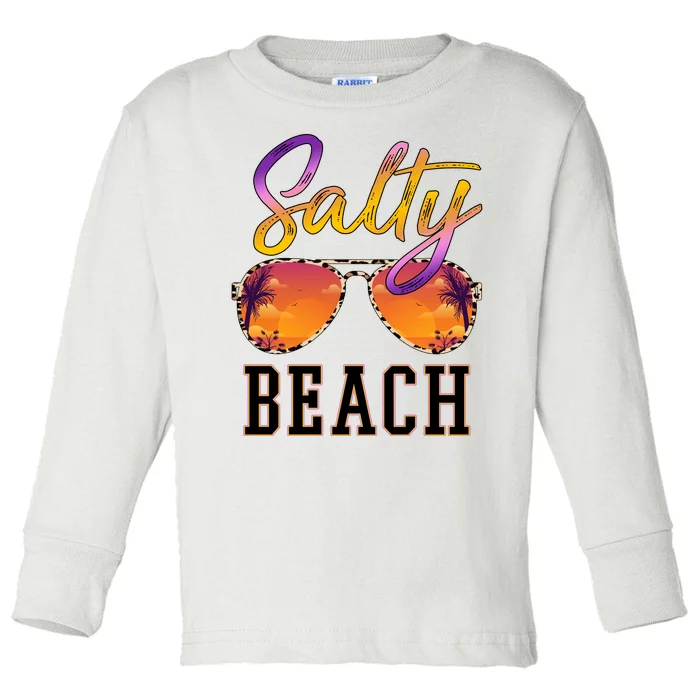 Salty Beach Sunset Vintage Glasses Toddler Long Sleeve Shirt