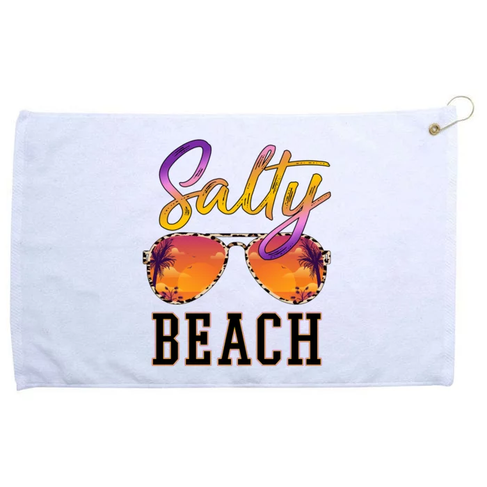 Salty Beach Sunset Vintage Glasses Grommeted Golf Towel