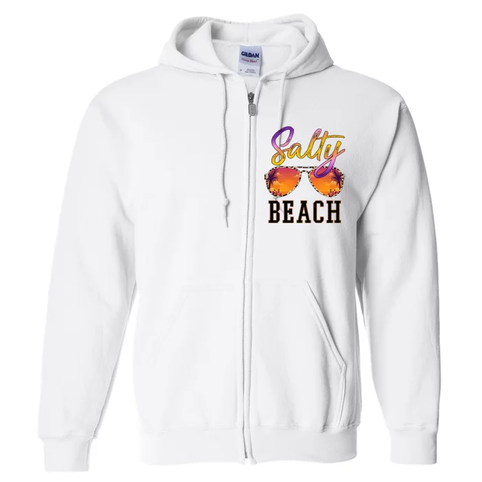 Salty Beach Sunset Vintage Glasses Full Zip Hoodie