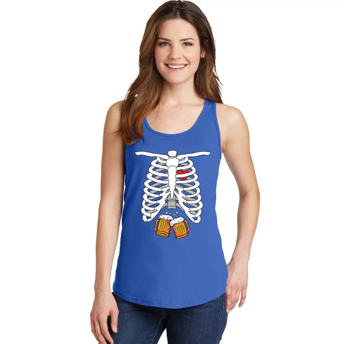 Skeleton Beer Stomach Halloween Costume Funny Dad Pregnancy Gift Ladies Essential Tank