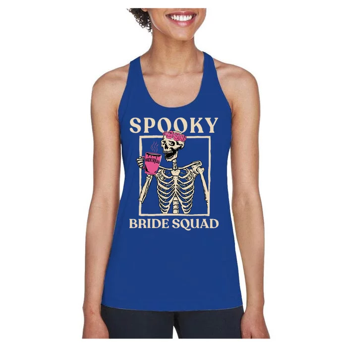 Spooky Bride Squad Skeleton Halloween Bachelorette Party Women's Racerback Tank