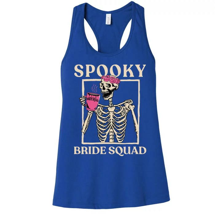 Spooky Bride Squad Skeleton Halloween Bachelorette Party Women's Racerback Tank