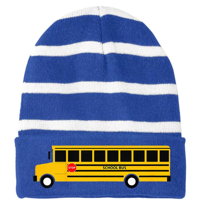 School Bus Striped Beanie with Solid Band