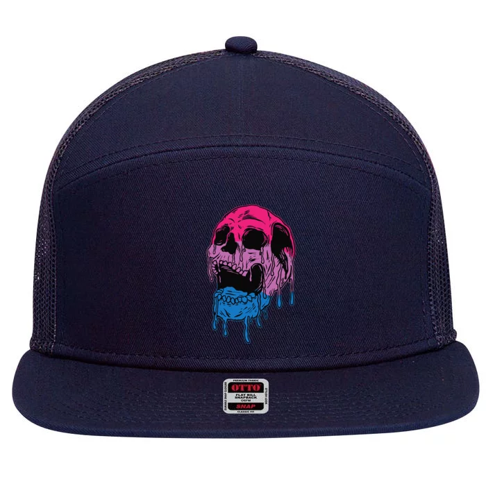 Subtle Bisexual Skull Bi Pride Flag Bisexuality 7 Panel Mesh Trucker Snapback Hat