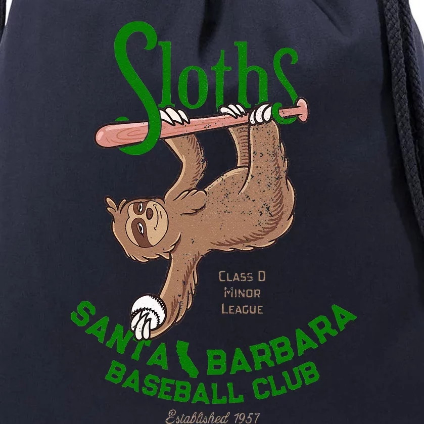 Santa Barbara Sloths Minor League Retro Baseball Team Drawstring Bag