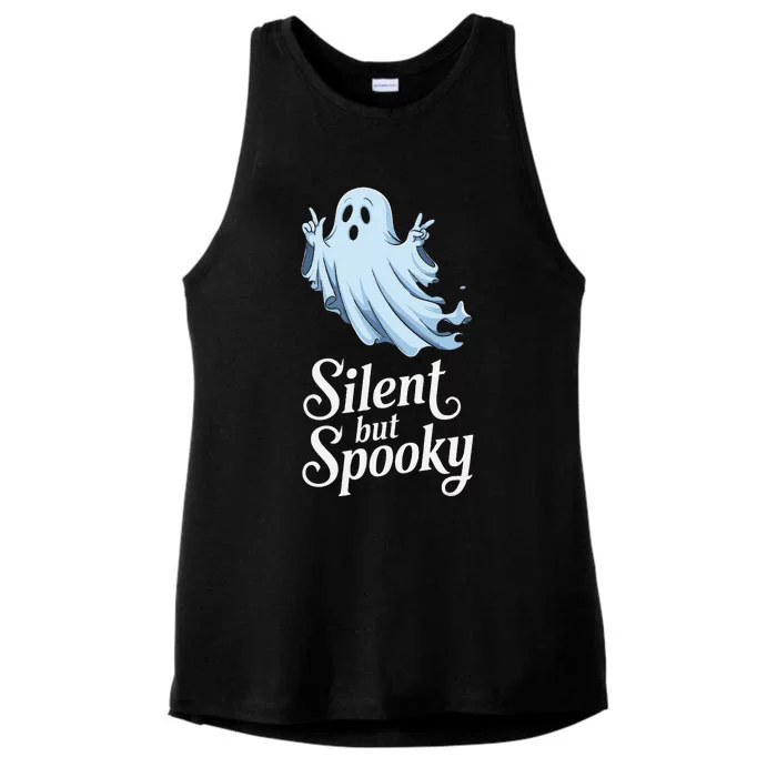 Silent But Spooky Humor For Ghost Lovers Halloween Fun Ladies Tri-Blend Wicking Tank