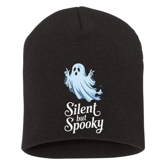 Silent But Spooky Humor For Ghost Lovers Halloween Fun Short Acrylic Beanie