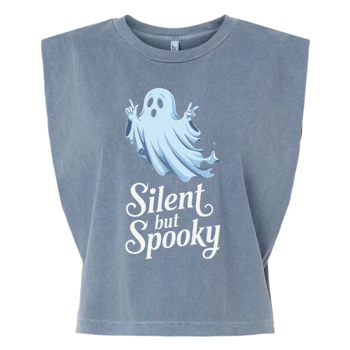 Silent But Spooky Humor For Ghost Lovers Halloween Fun Garment-Dyed Women's Muscle Tee