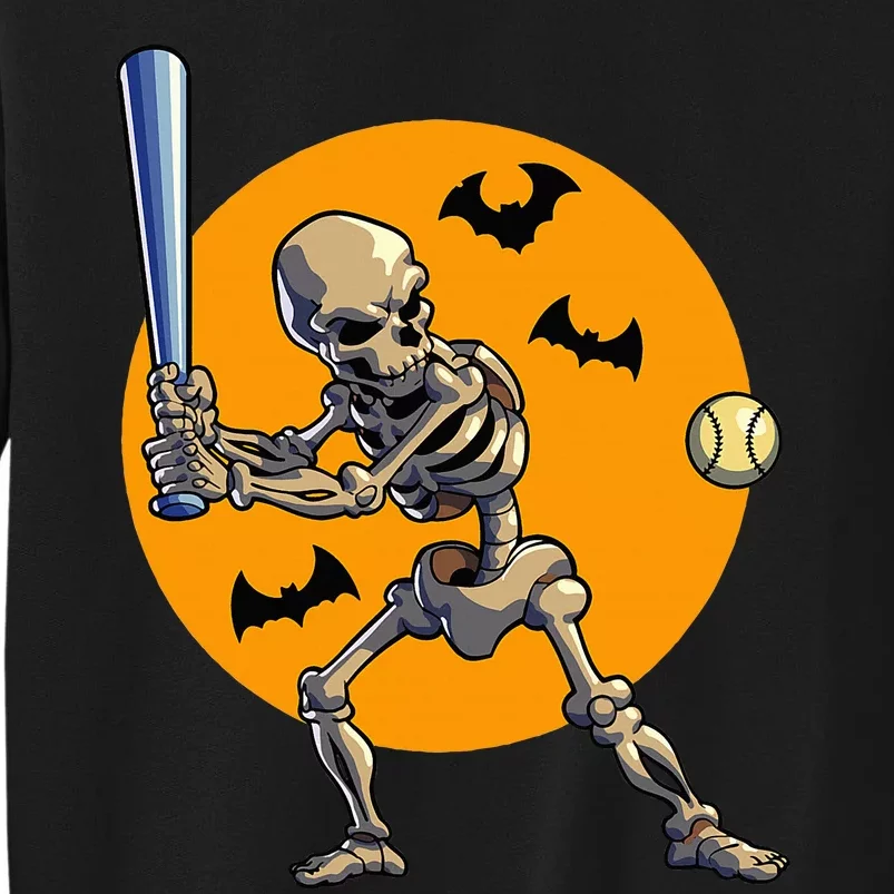 Spooky Baseball Skeleton Costume for Halloween Tall Sweatshirt