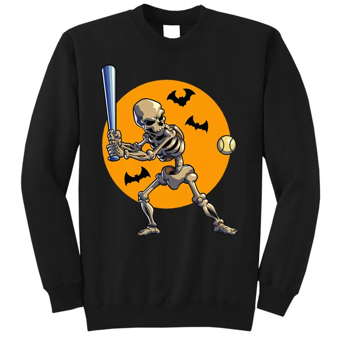 Spooky Baseball Skeleton Costume for Halloween Tall Sweatshirt