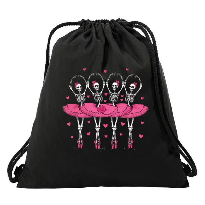 Spooky Ballerina Skeleton Dance Funny Halloween Ballet Drawstring Bag