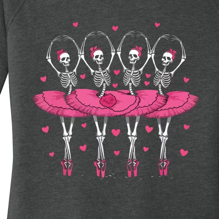 Spooky Ballerina Skeleton Dance Funny Halloween Ballet Women's Perfect Tri Tunic Long Sleeve Shirt