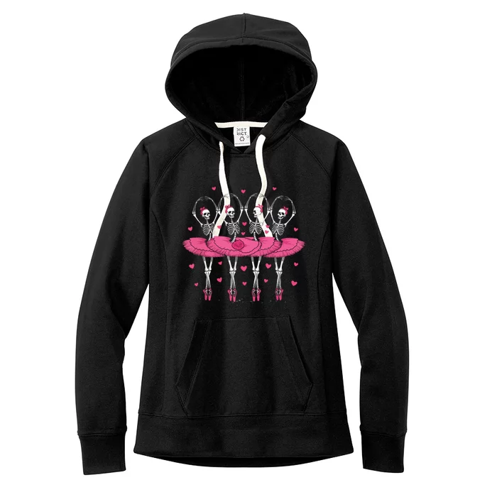 Spooky Ballerina Skeleton Dance Funny Halloween Ballet Women's Fleece Hoodie