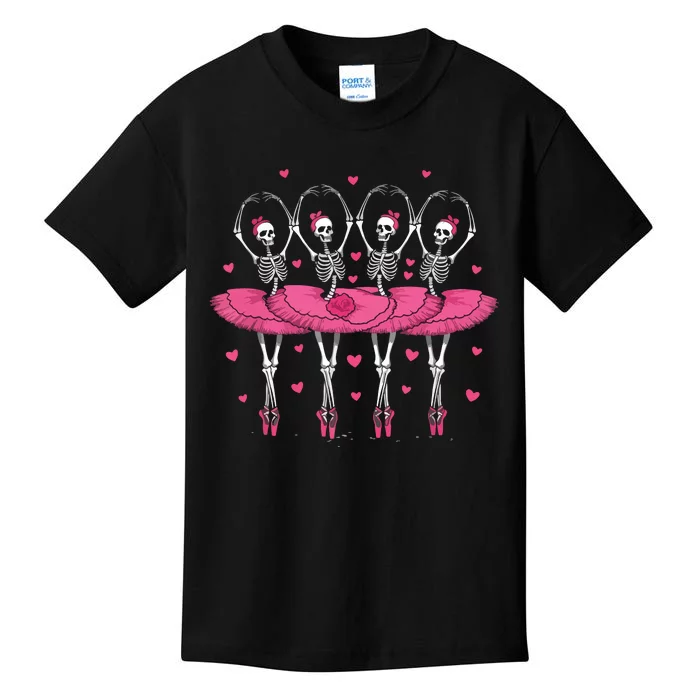 Spooky Ballerina Skeleton Dance Funny Halloween Ballet Kids T-Shirt