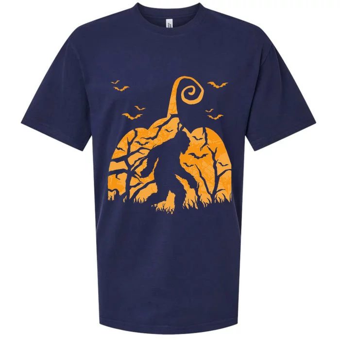 Spooky Bigfoot Sasquatch Pumpkin Funny Halloween Costume Sueded Cloud Jersey T-Shirt