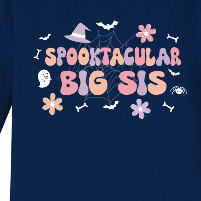 Spooktacular Big Sis Birthday Cute Ghost Halloween Gift Baby Long Sleeve Bodysuit