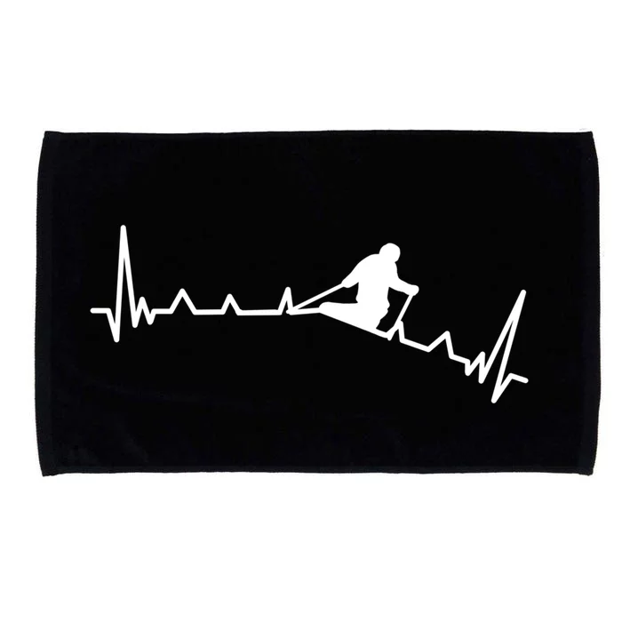 Skiing Backcountry Skier Heartbeat Ski Telemark Norway Meaningful Gift Microfiber Hand Towel