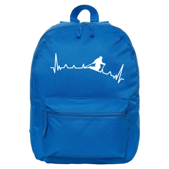 Skiing Backcountry Skier Heartbeat Ski Telemark Norway Meaningful Gift 16 in Basic Backpack