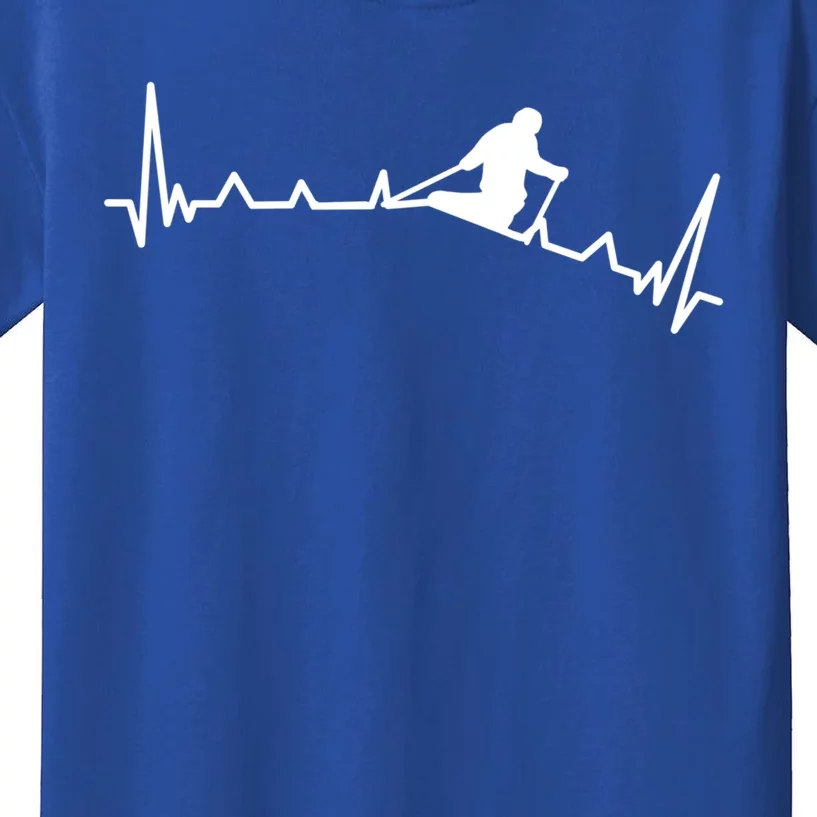 Skiing Backcountry Skier Heartbeat Ski Telemark Norway Meaningful Gift Kids T-Shirt