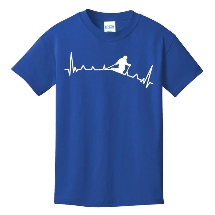 Skiing Backcountry Skier Heartbeat Ski Telemark Norway Meaningful Gift Kids T-Shirt