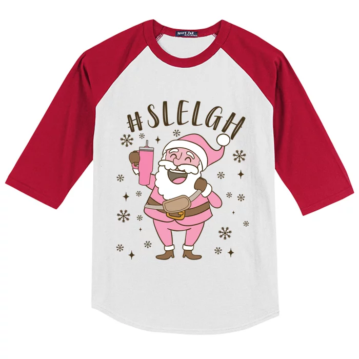 Sleigh Bougie Santa Tumbler Boojee Boujee Funny Christmas Gift Kids Colorblock Raglan Jersey